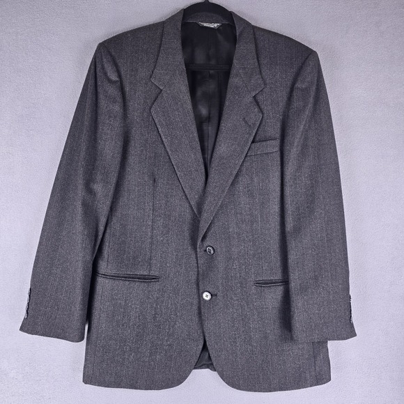 Nino Cerruti Blazer Mens 44 Gray Wool Pinstripe Sport Coat Hecht's Tailored USA‎ - Picture 2 of 11